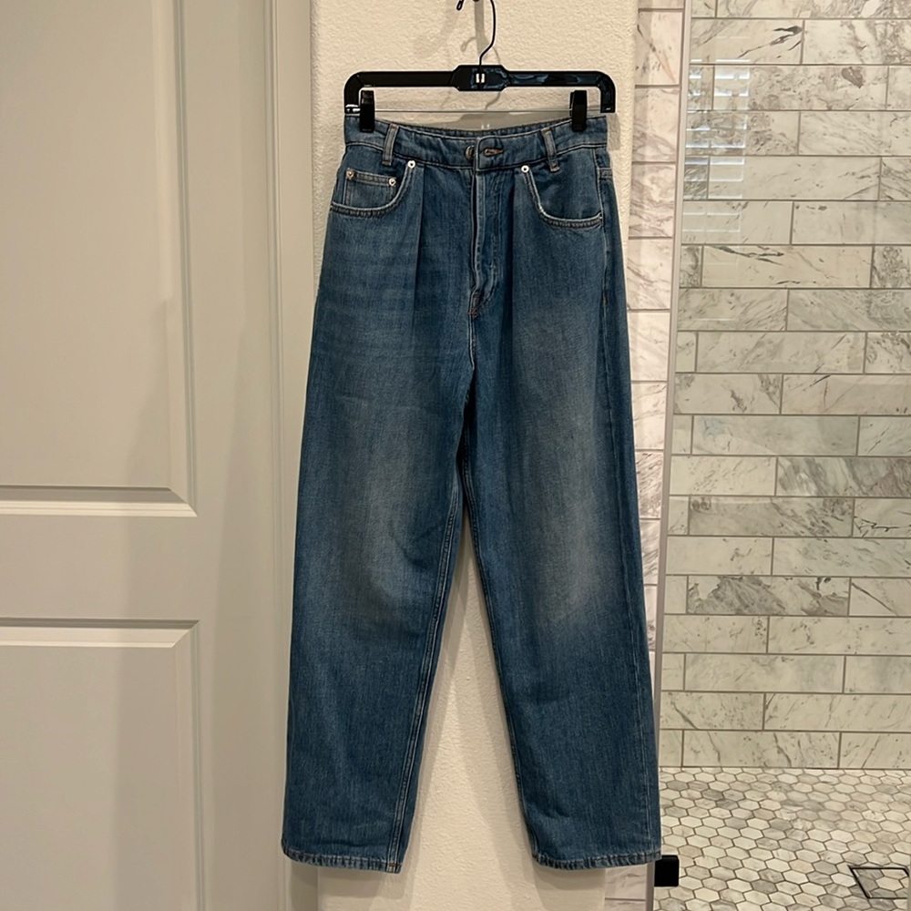 Maje Blue High-Rise Straight Jeans